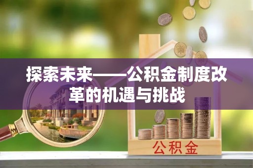 新田探索未来——公积金制度改革的机遇与挑战